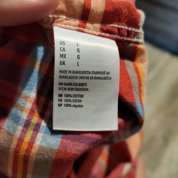 American Eagle Classic Fit Poplin Plaid Long Sleeve Button Up Shirt Men's Large - Picture 8 of 8